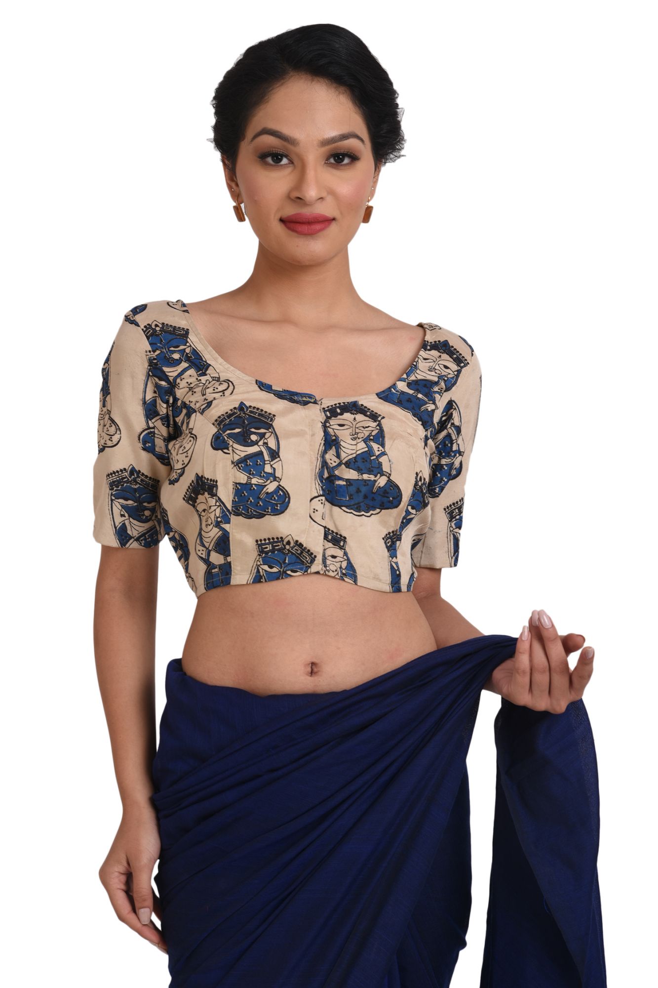 Organic Block Print Kalamkari Silk Blouse