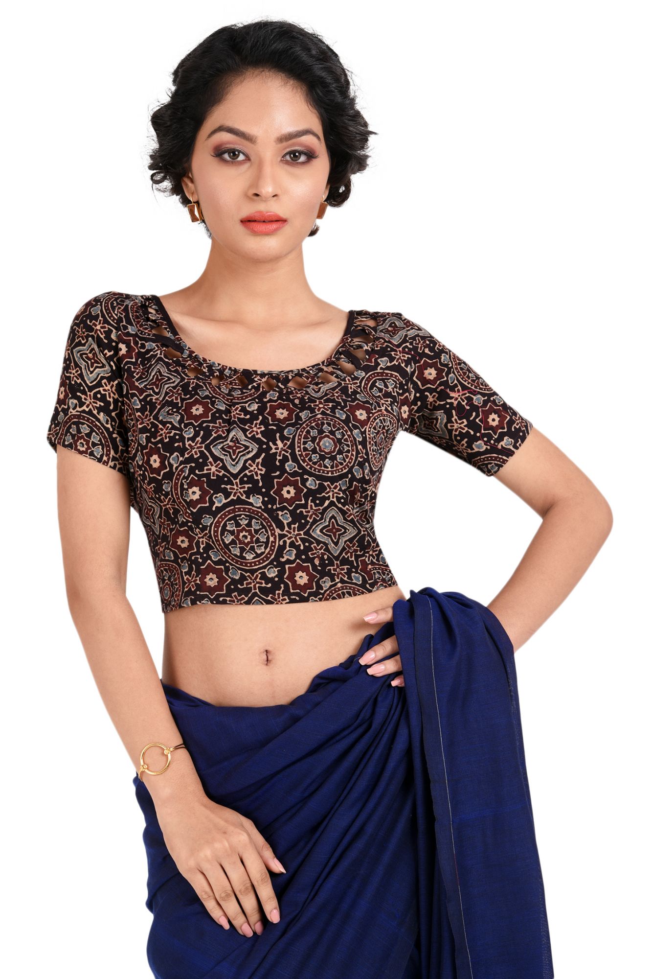 Organic Ajrakh Block Printed Designer Blouse