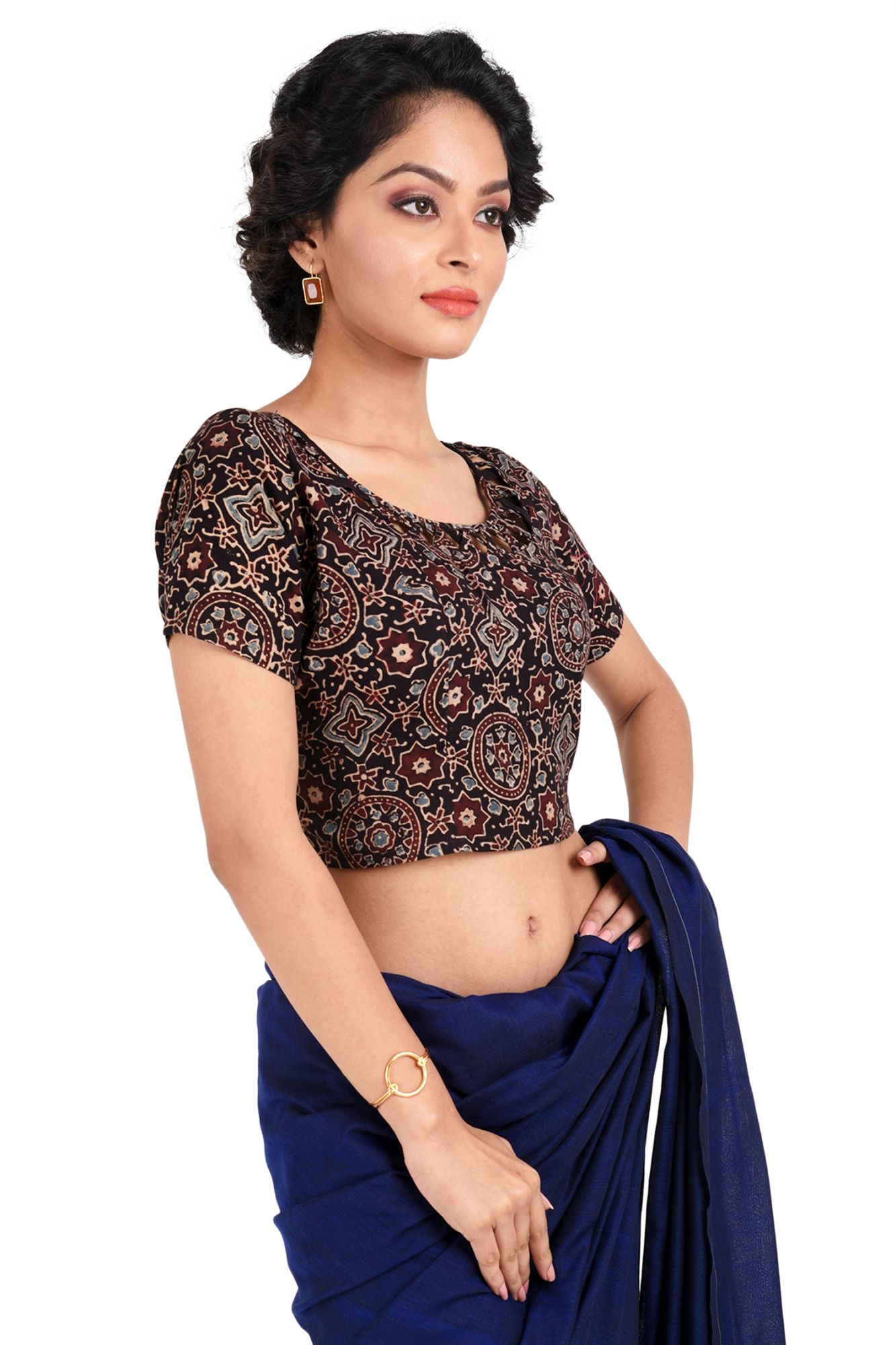 Organic Ajrakh Block Printed Designer Blouse