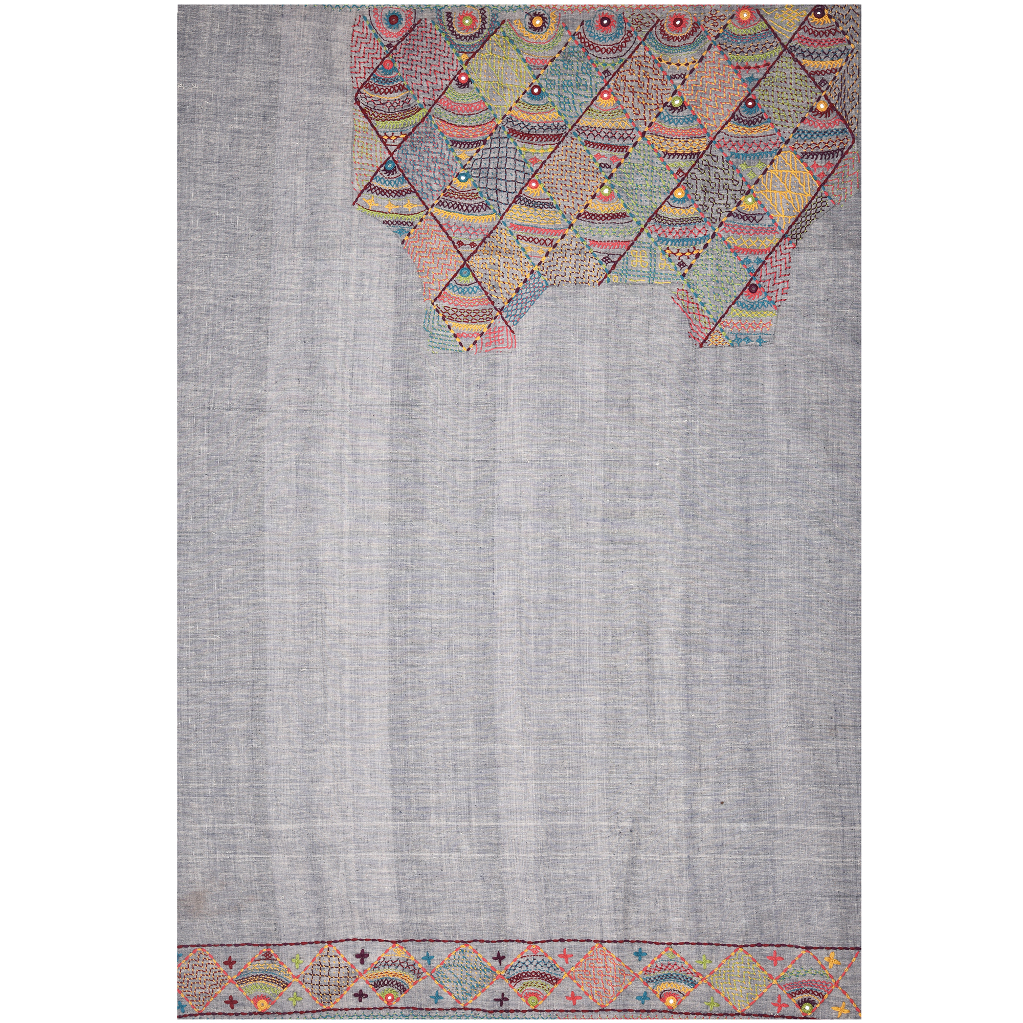 Intricately Hand Crafted Fashionable Traditional Designer Lambani Embroidery Thick Cotton Blouse Piece