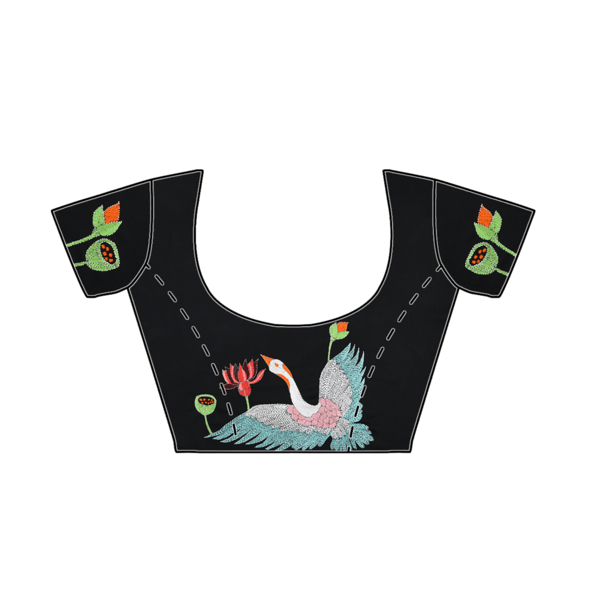 Intricately Hand Crafted Fashionable Designer Kantha Embroidered Cotton Blouse Piece