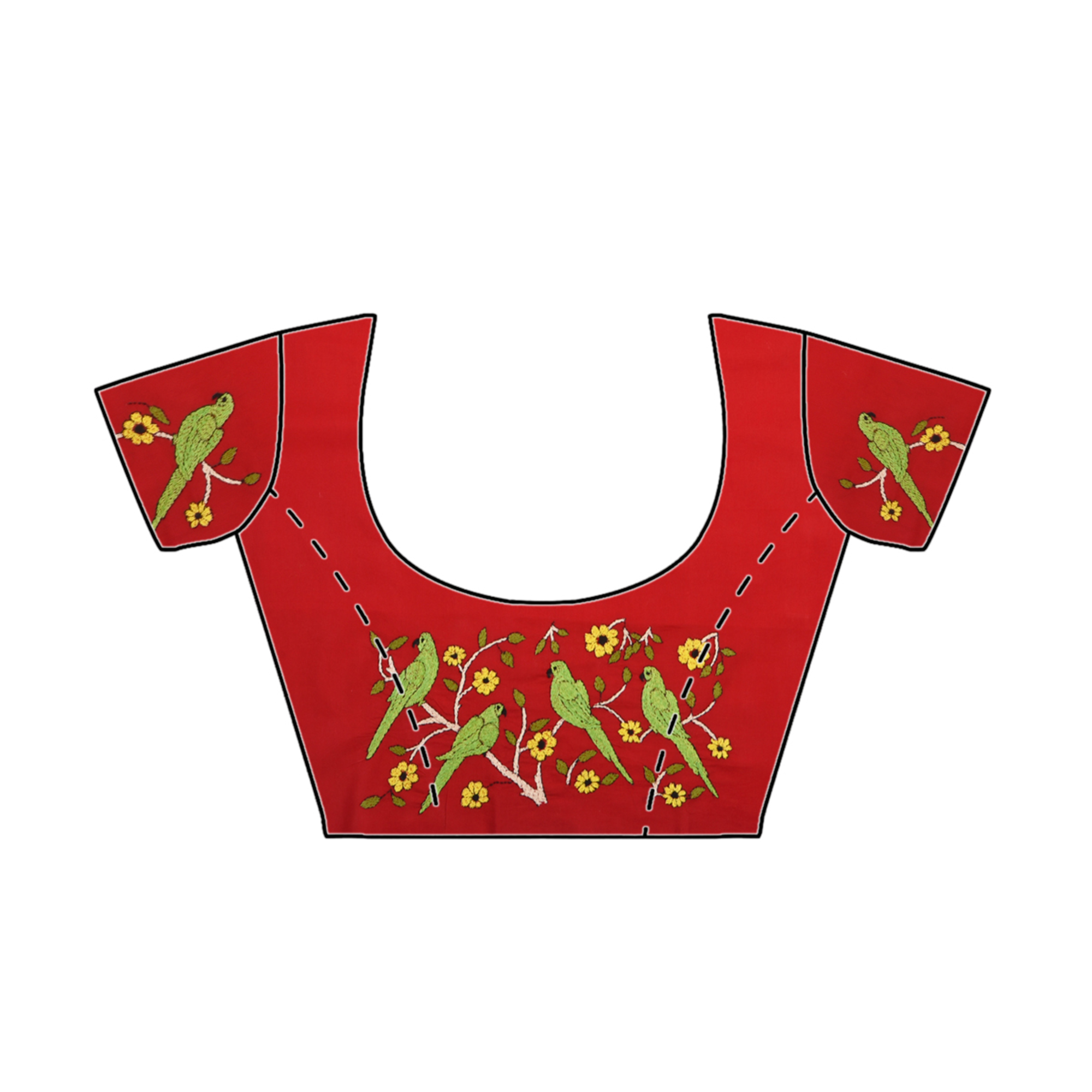 Intricately Hand Crafted Fashionable Designer Kantha Embroidered Cotton Blouse Piece