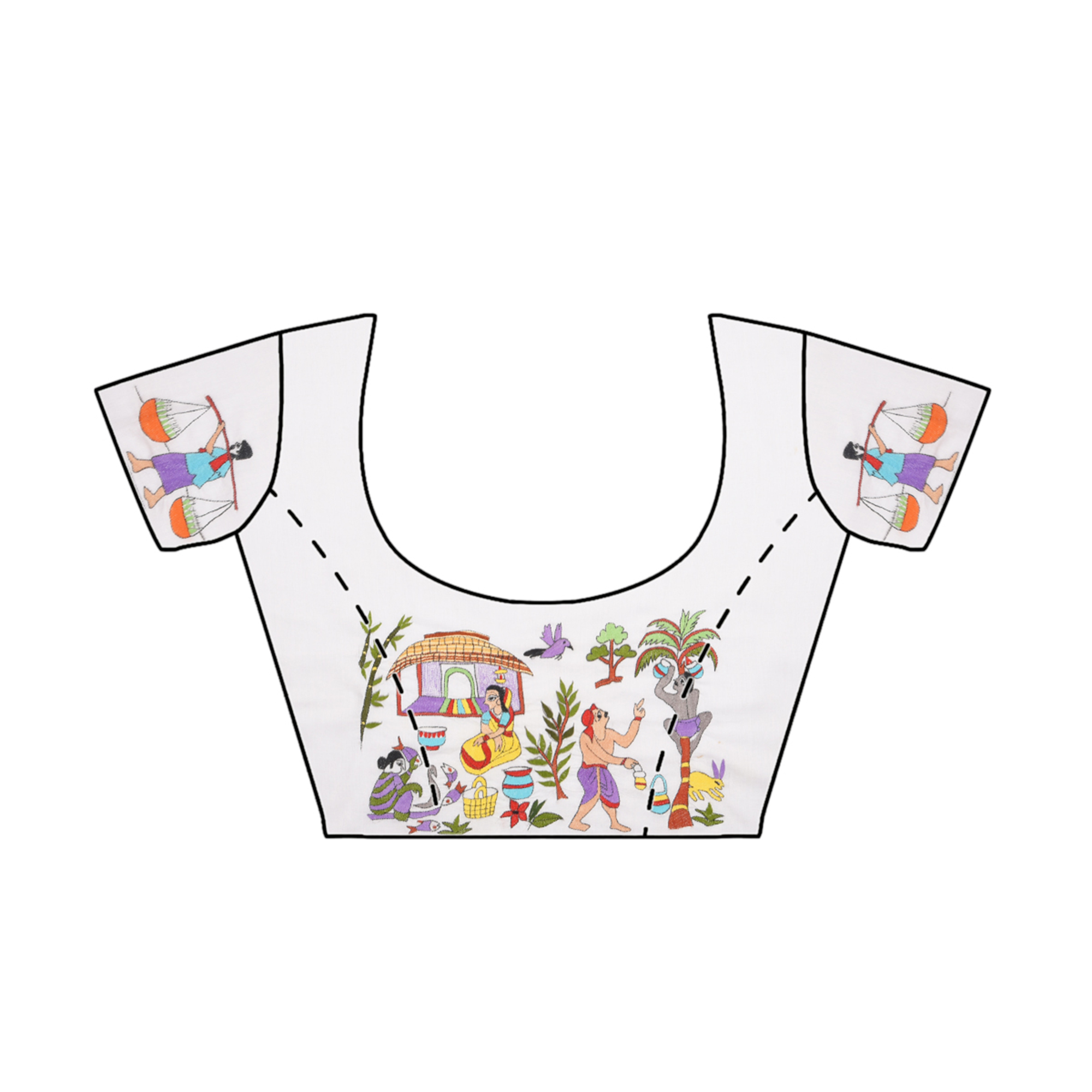 Intricately Hand Crafted Fashionable Designer Kantha Embroidered Cotton Blouse Piece