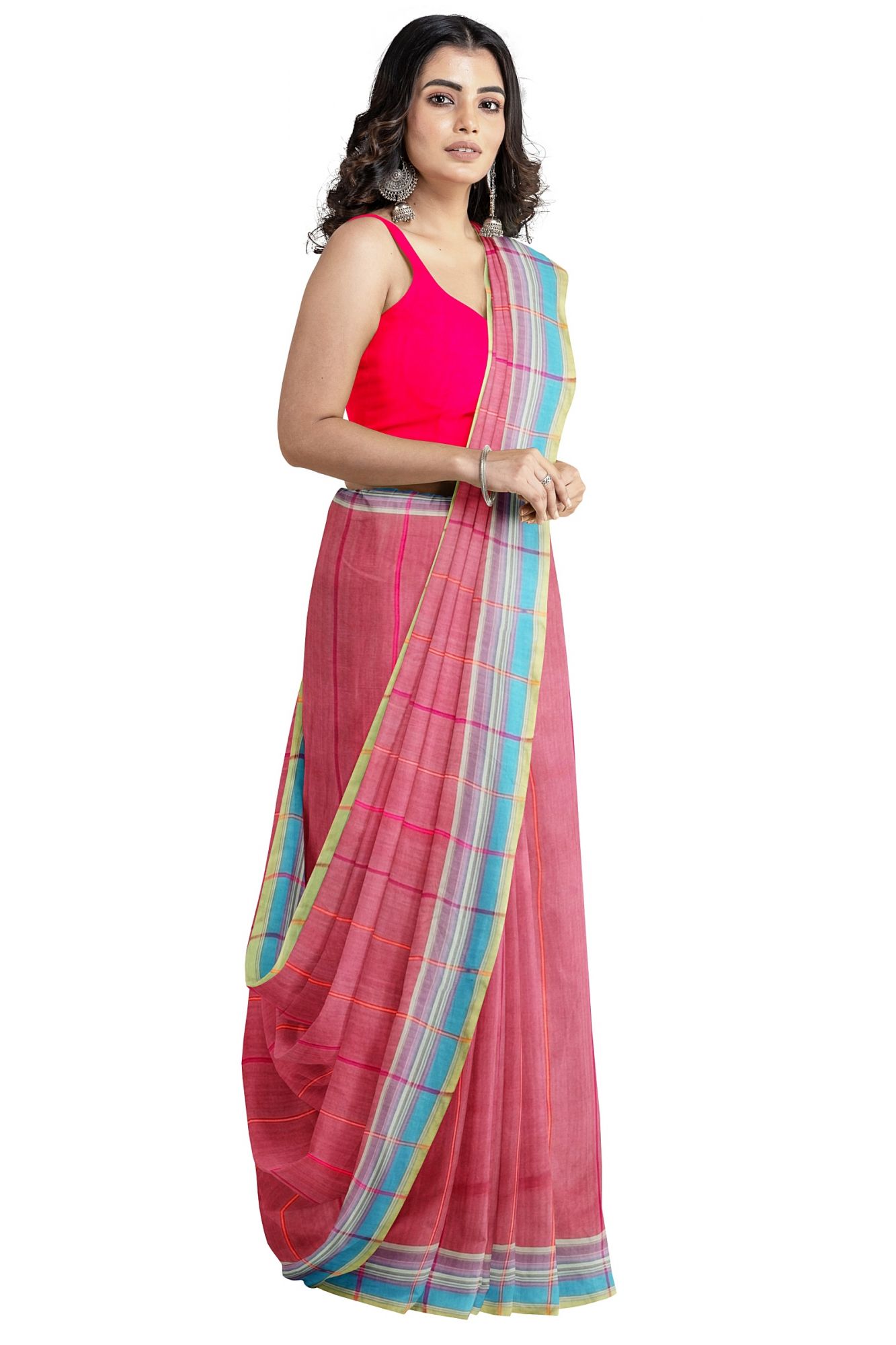 Handloom Woven Bhujodi Kutch Cotton Saree with Tassels