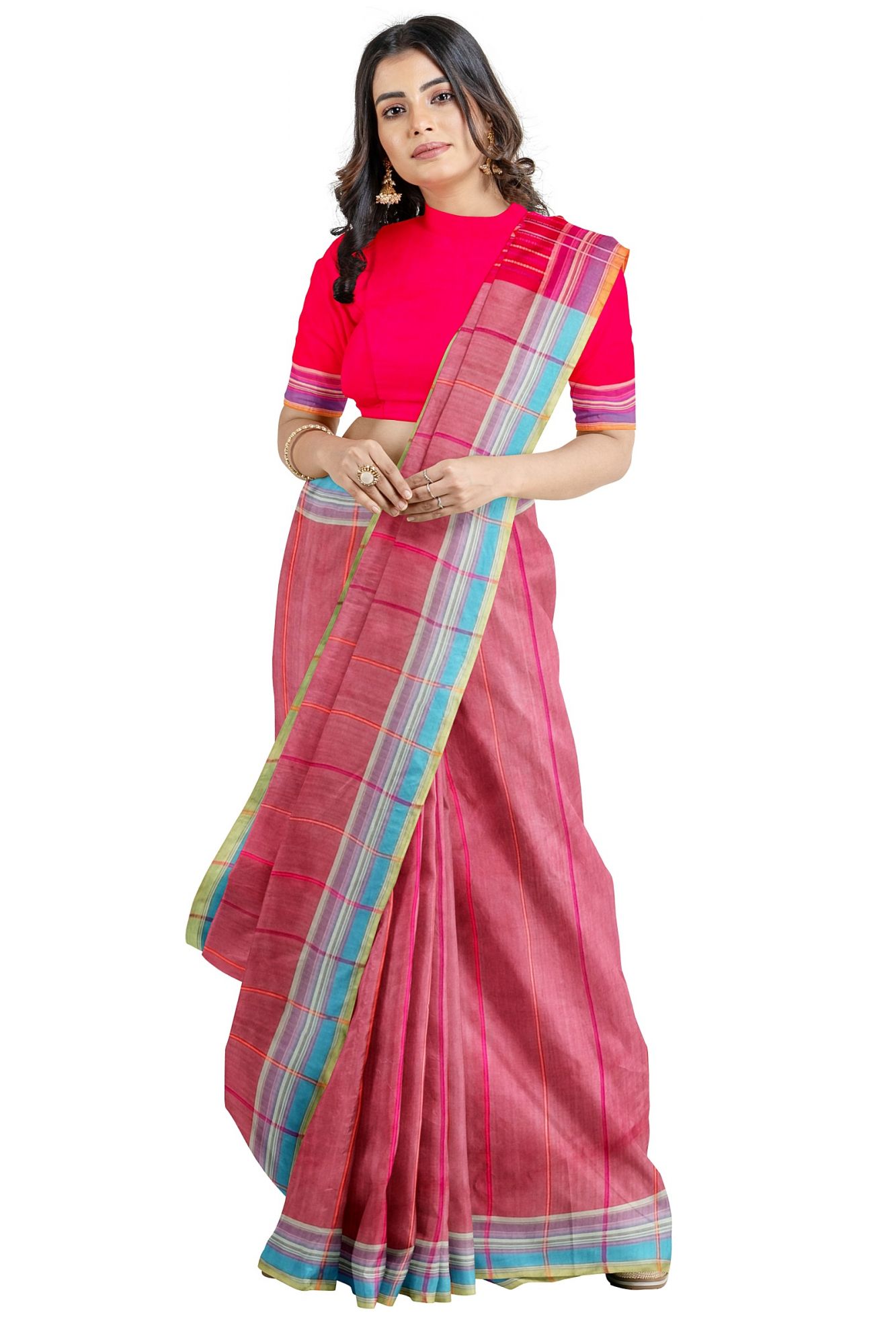 Handloom Woven Bhujodi Kutch Cotton Saree with Tassels