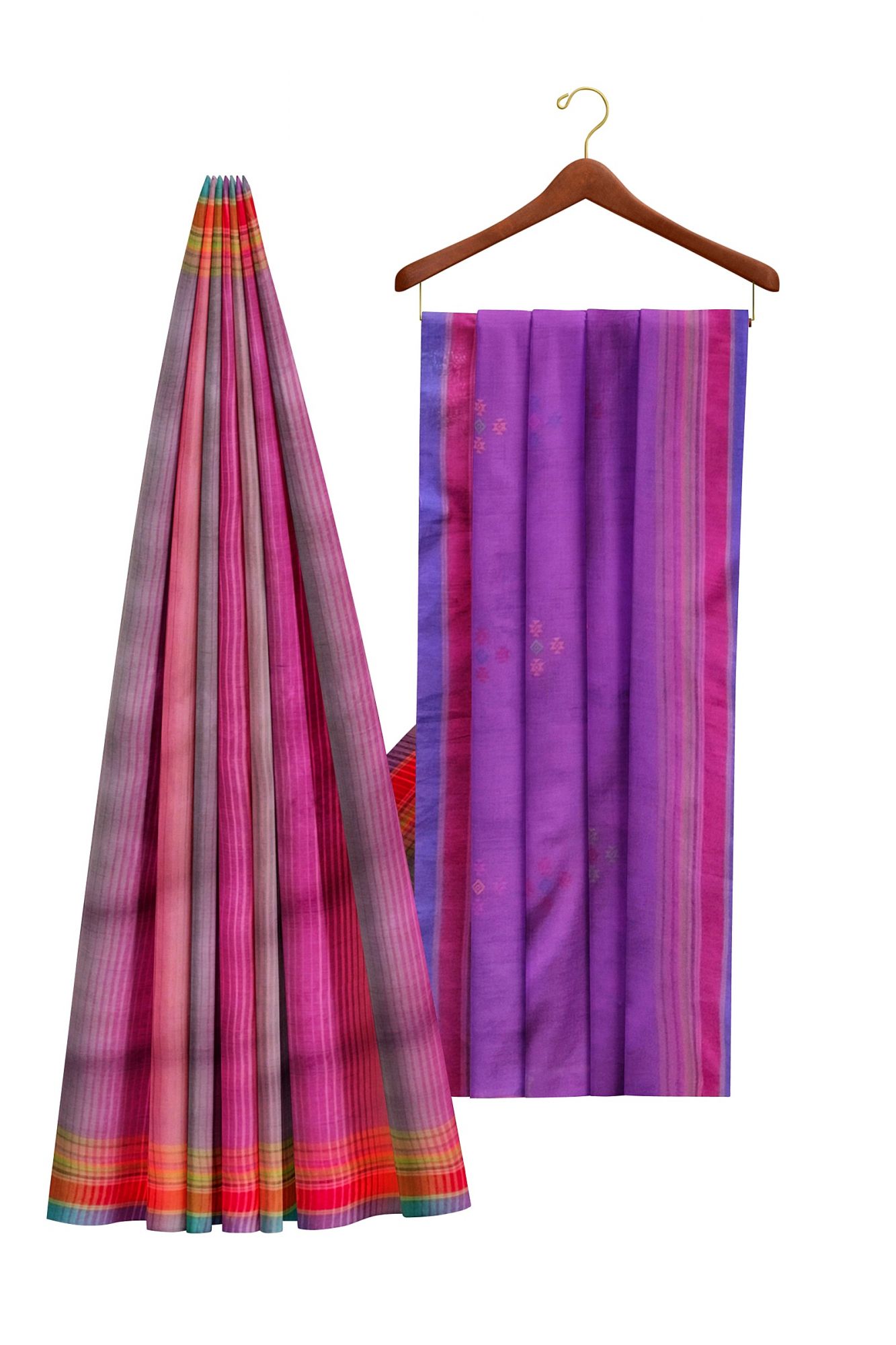 Handloom Woven Bhujodi Kutch Cotton Saree with Tassels
