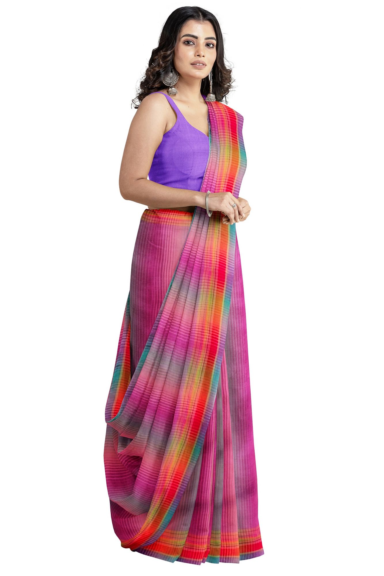 Handloom Woven Bhujodi Kutch Cotton Saree with Tassels
