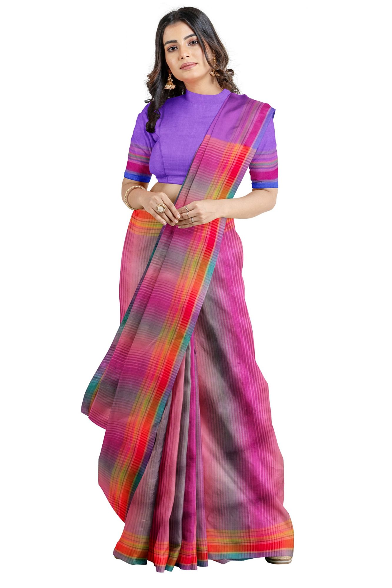 Handloom Woven Bhujodi Kutch Cotton Saree with Tassels
