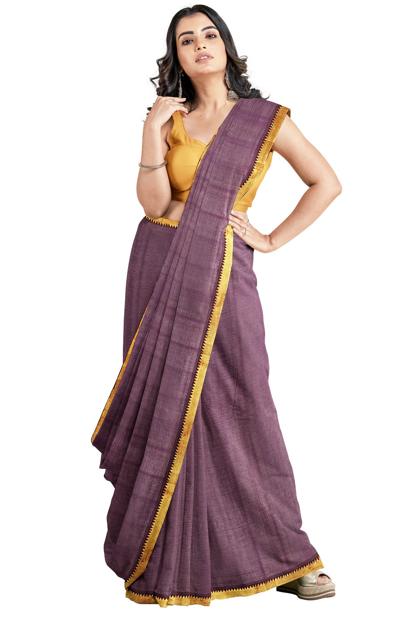 Handloom Mangalagiri zari Cotton Saree