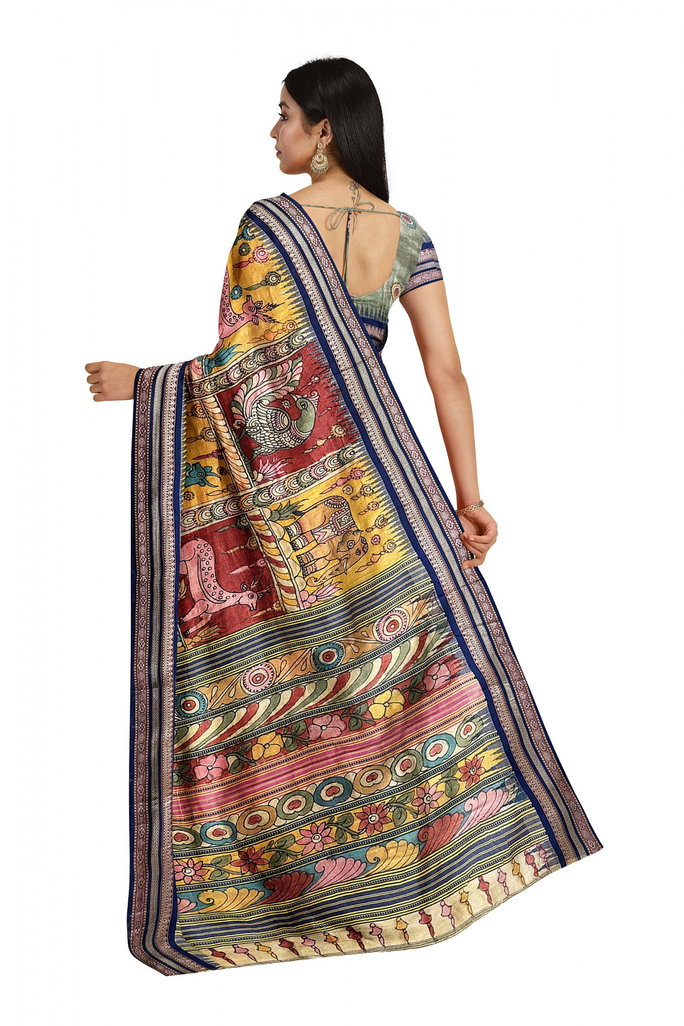 Pen Kalamkari Karvati Kinnar Saree - Nirgunas Exclusive Creation