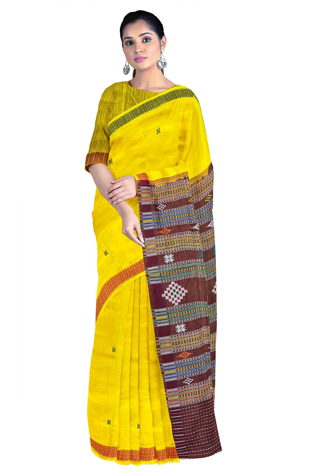 Yellow Dhalapathara Handloom Cotton Saree