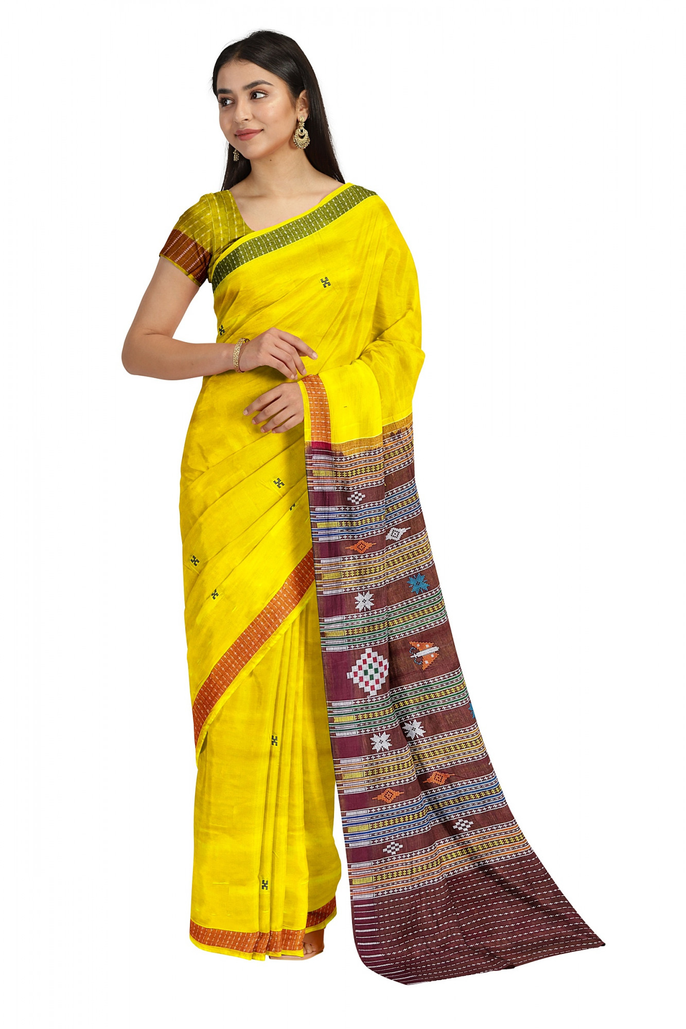 Yellow Dhalapathara Handloom Cotton Saree