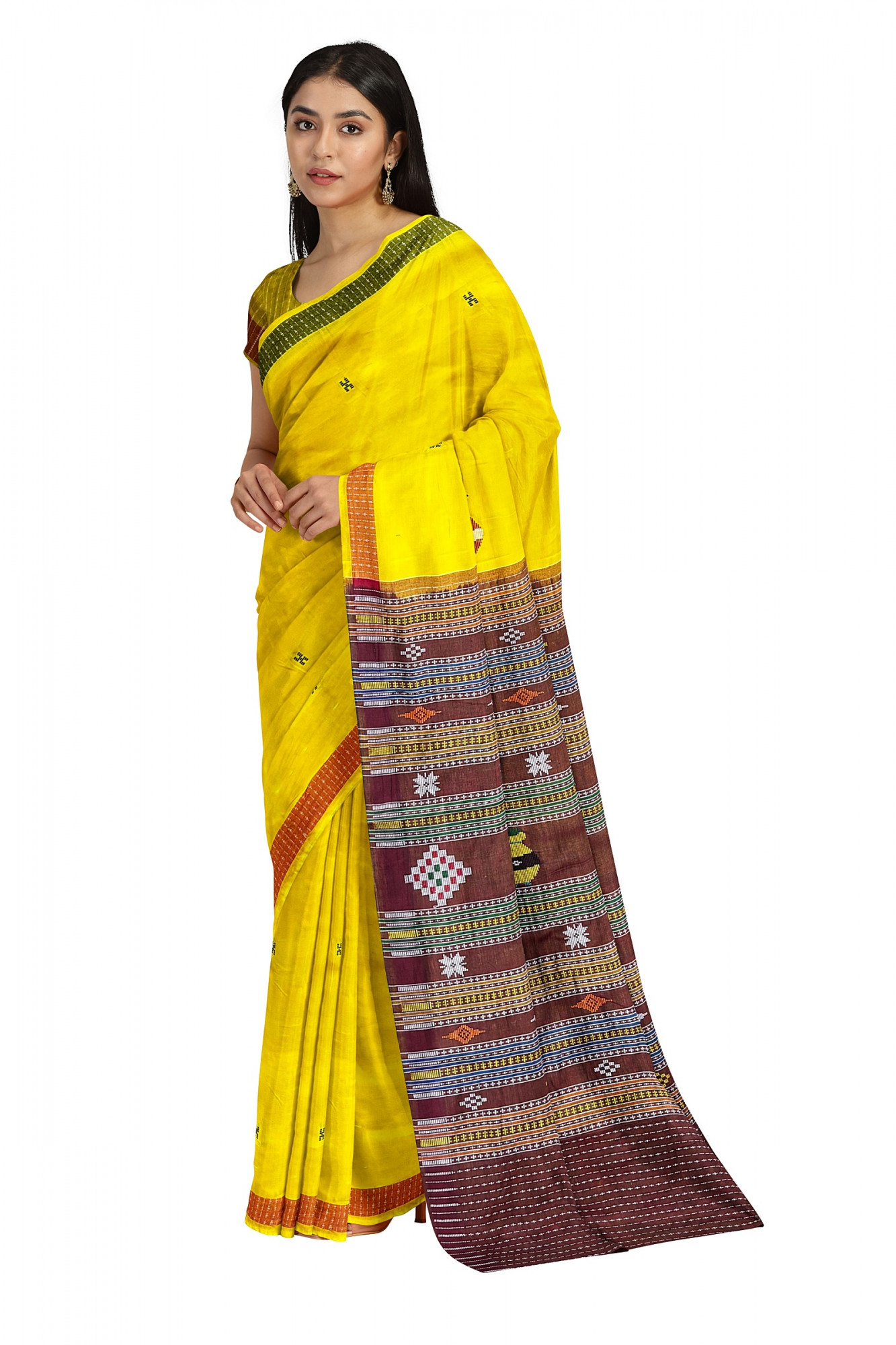 Yellow Dhalapathara Handloom Cotton Saree