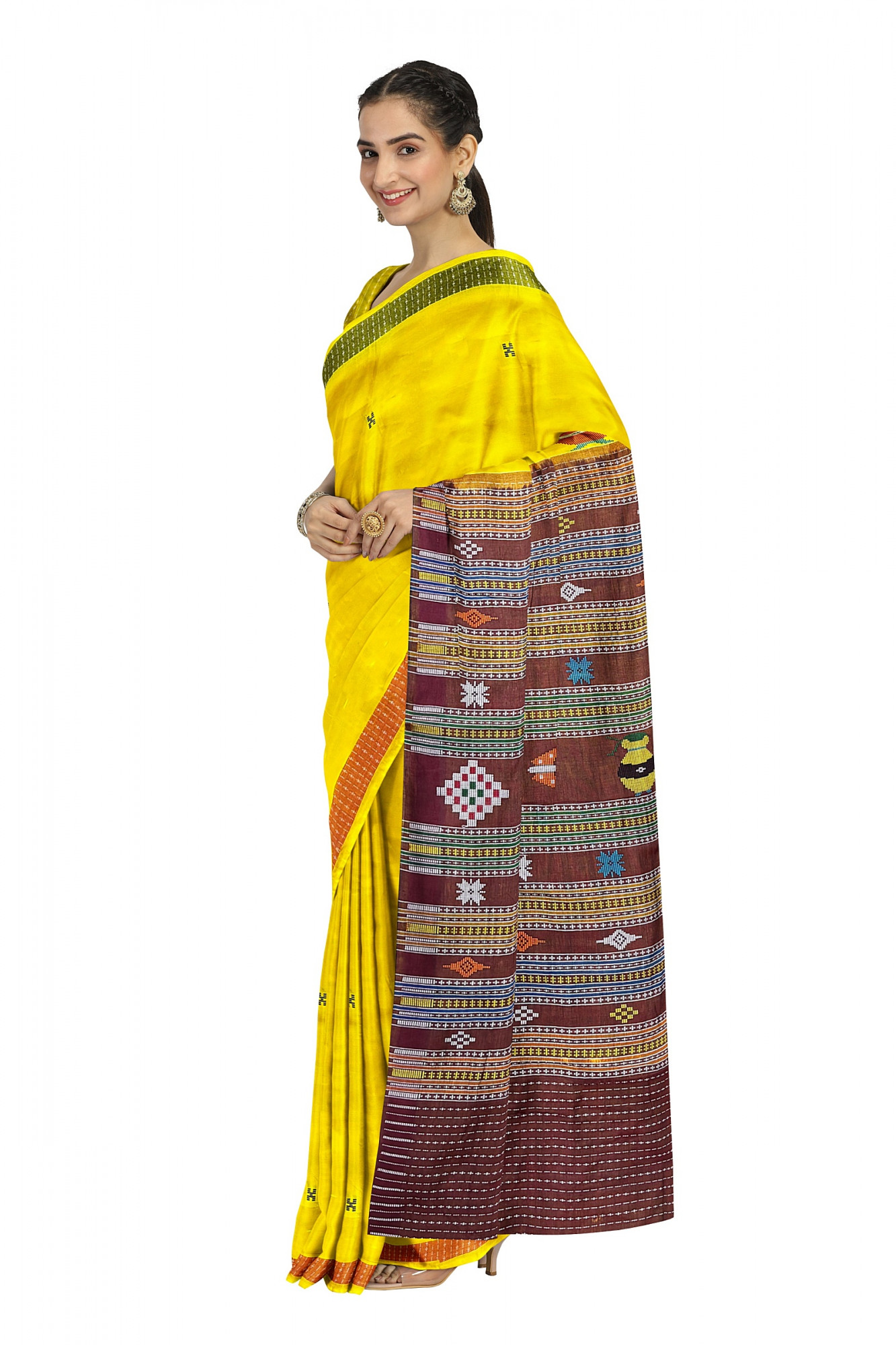 Yellow Dhalapathara Handloom Cotton Saree