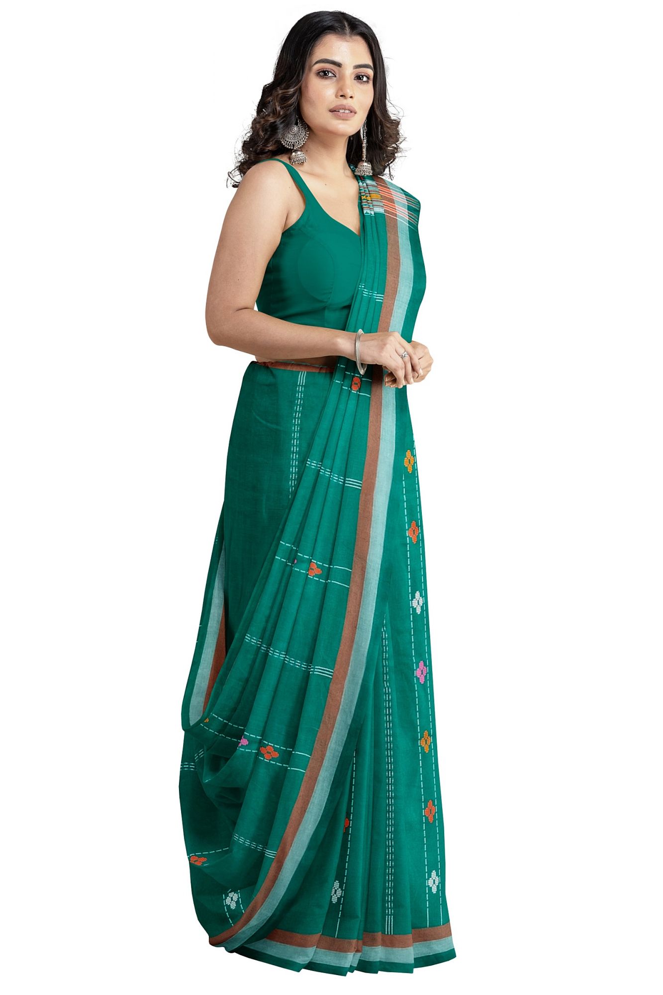 Green Dhalapathara Handloom Cotton Saree
