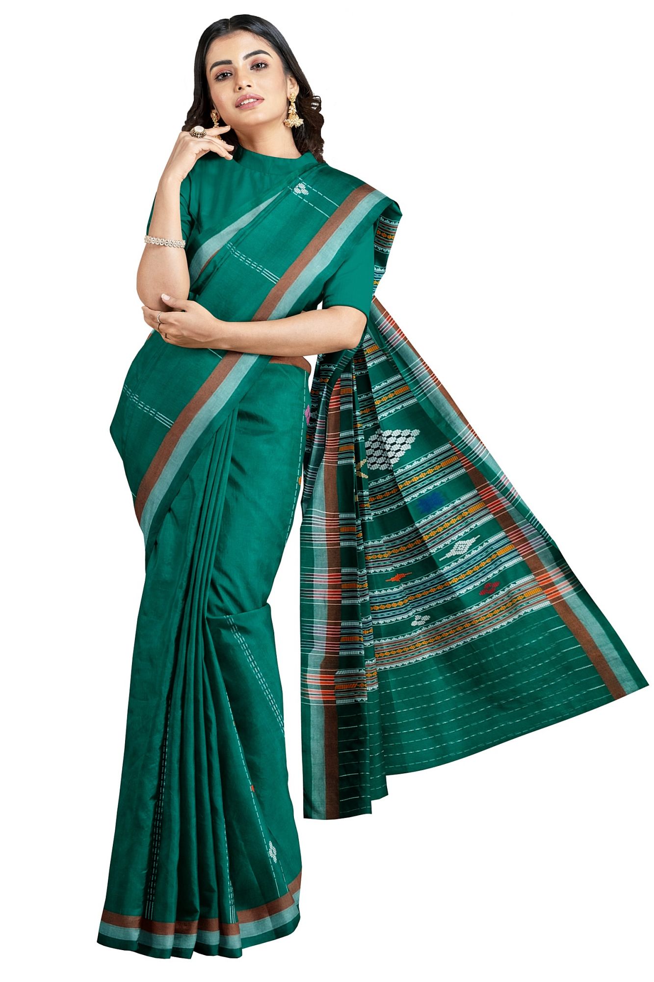 Green Dhalapathara Handloom Cotton Saree