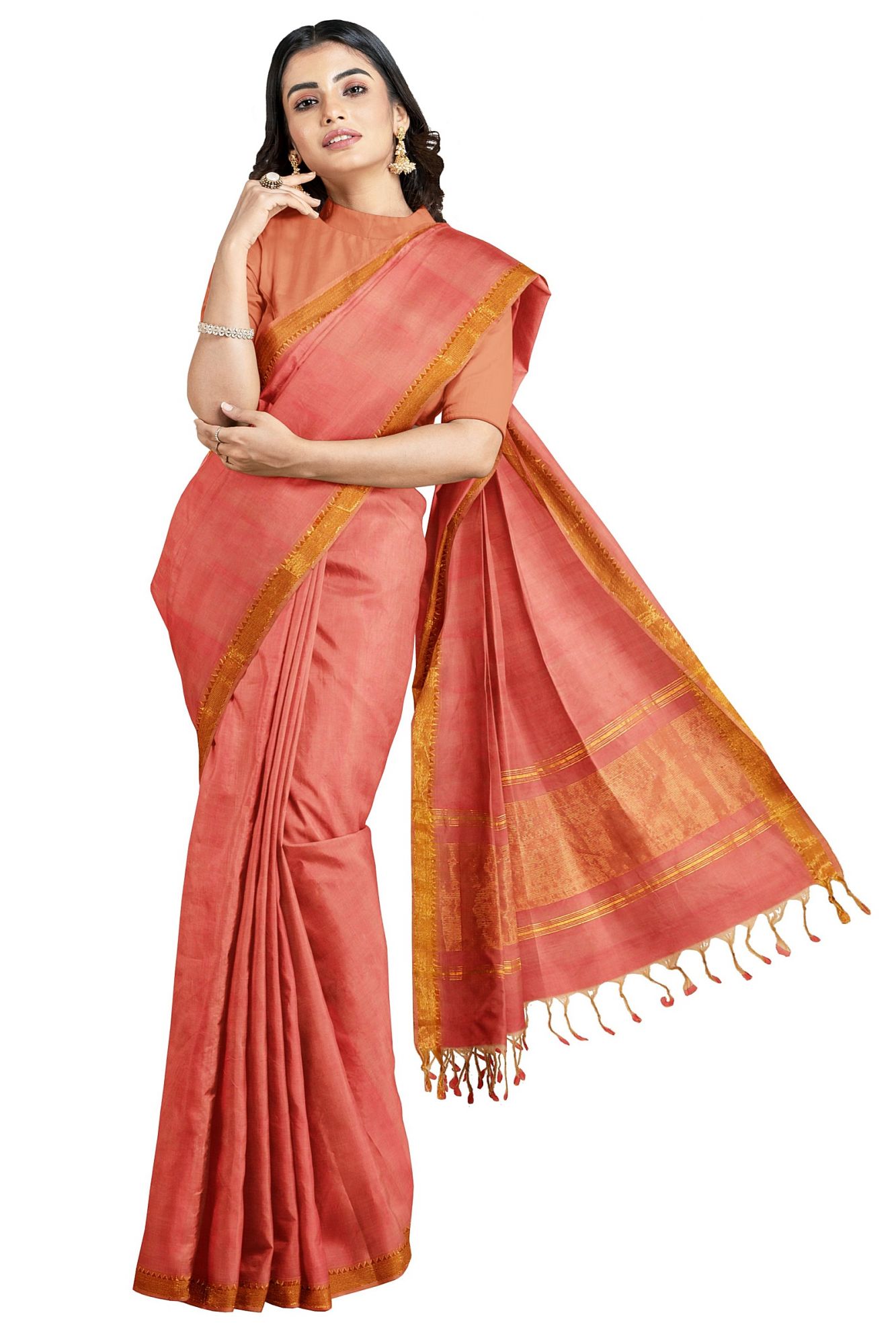 Handloom Mangalagiri zari Cotton Saree