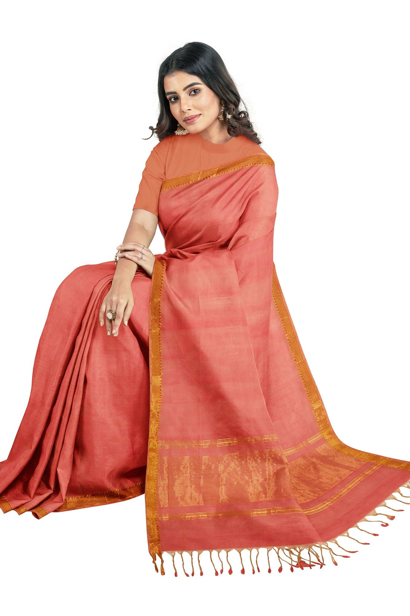 Handloom Mangalagiri zari Cotton Saree