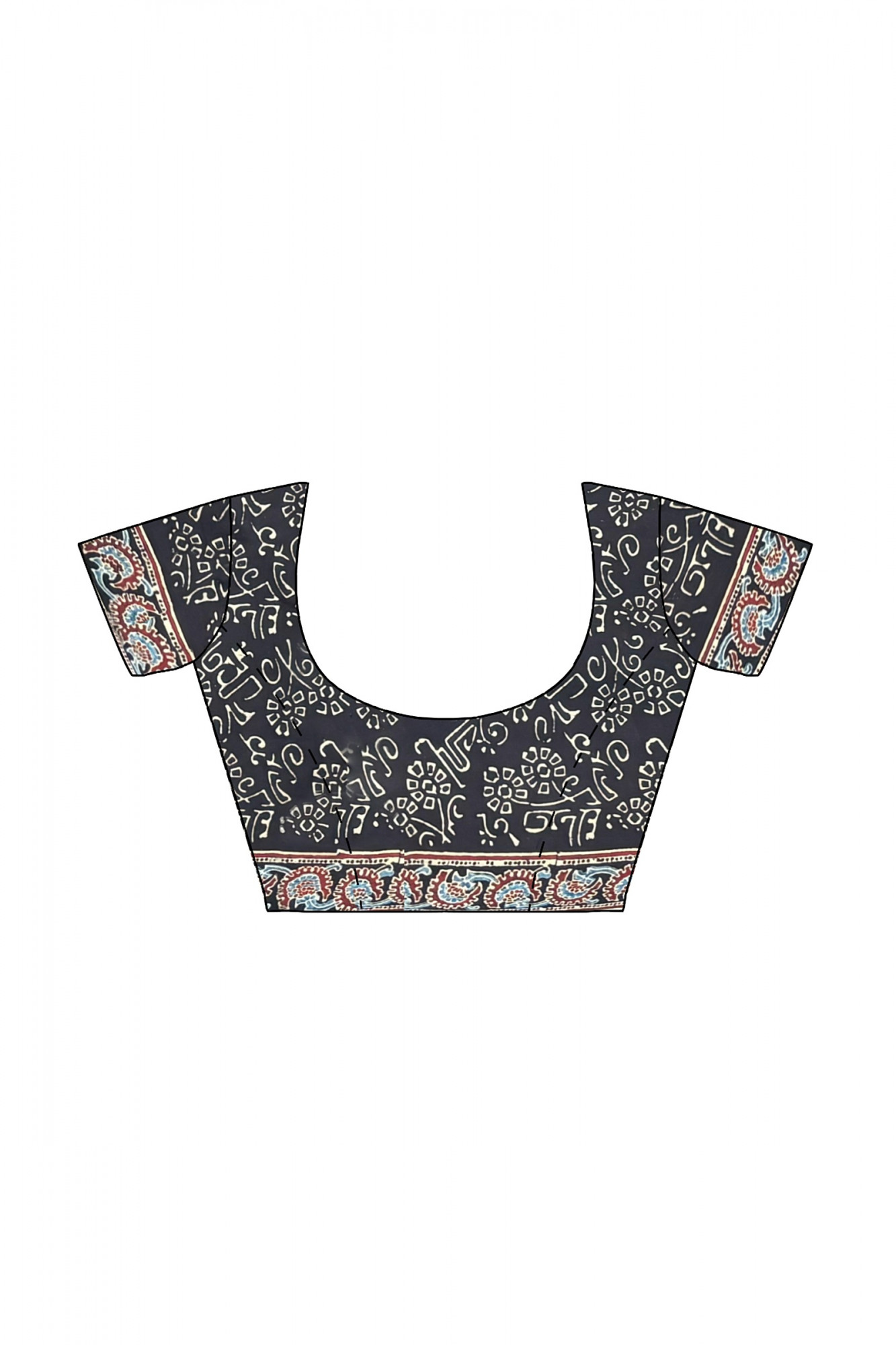 Hand Block Printed Ajrakh Modal Silk Saree