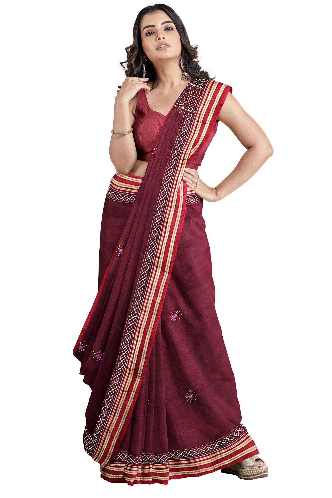 Lambani hand embroidered cotton saree