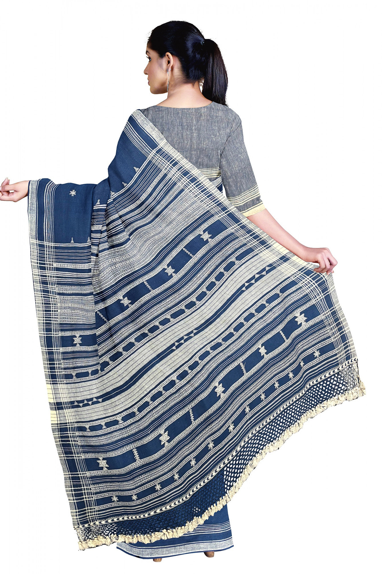 Indigo Kala Cotton Bhujodi Handloom Saree