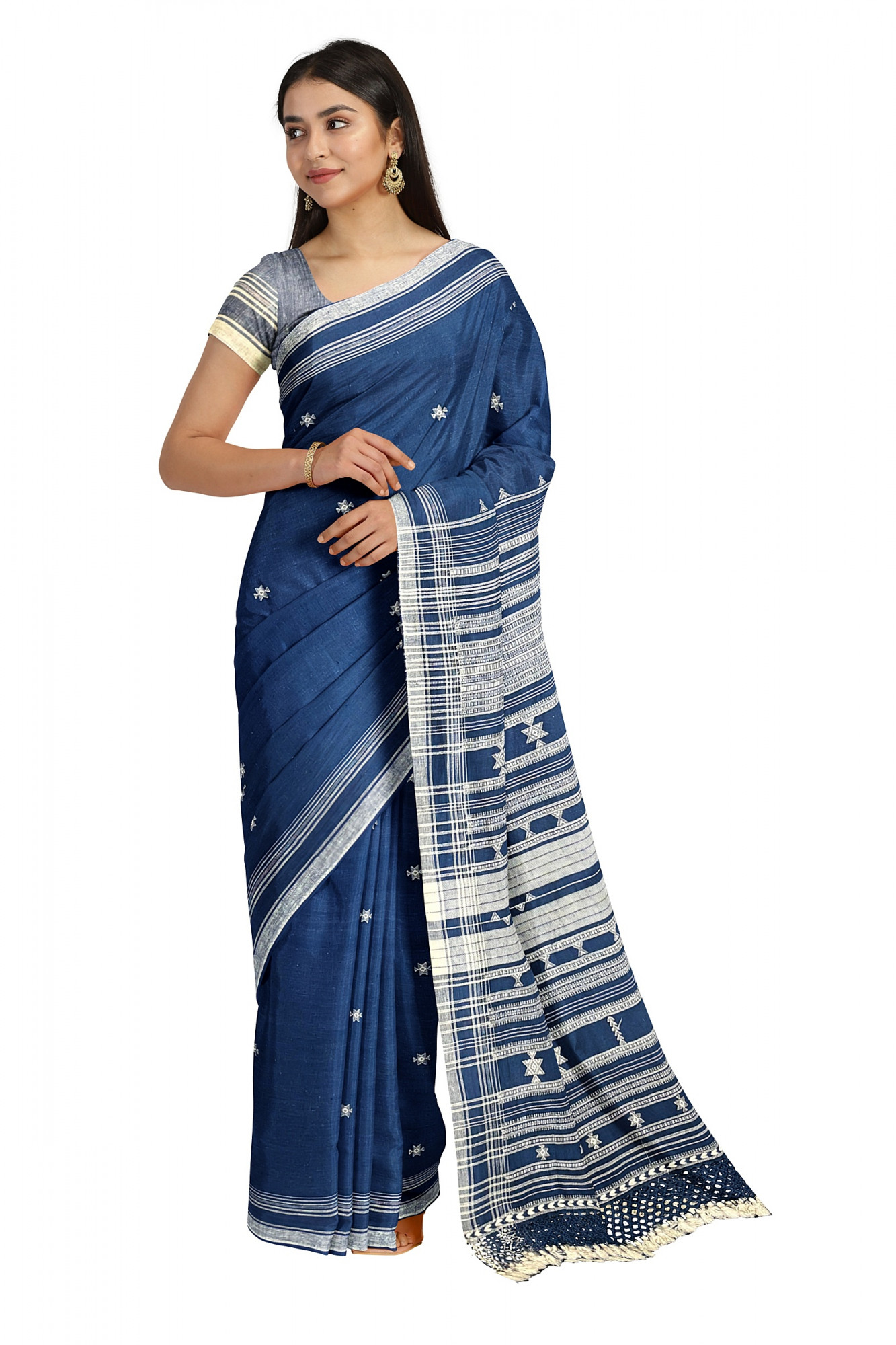 Indigo Kala Cotton Bhujodi Handloom Saree