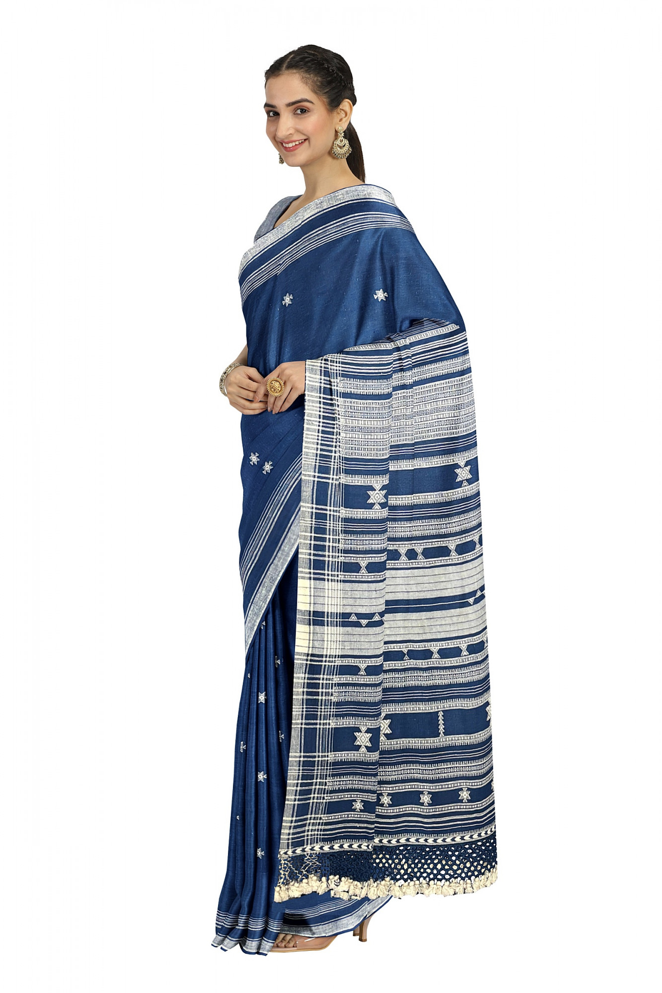 Indigo Kala Cotton Bhujodi Handloom Saree