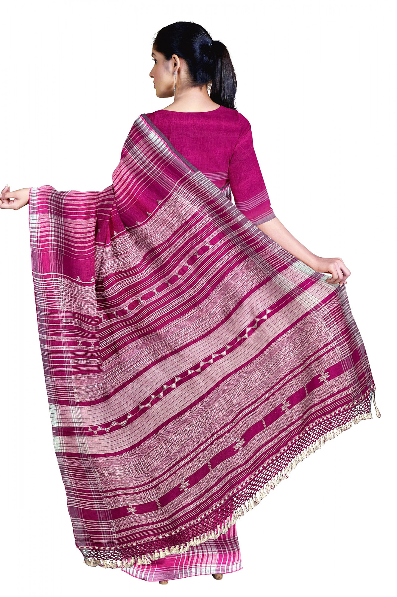 Magenta Kala Cotton Bhujodi Handloom Saree