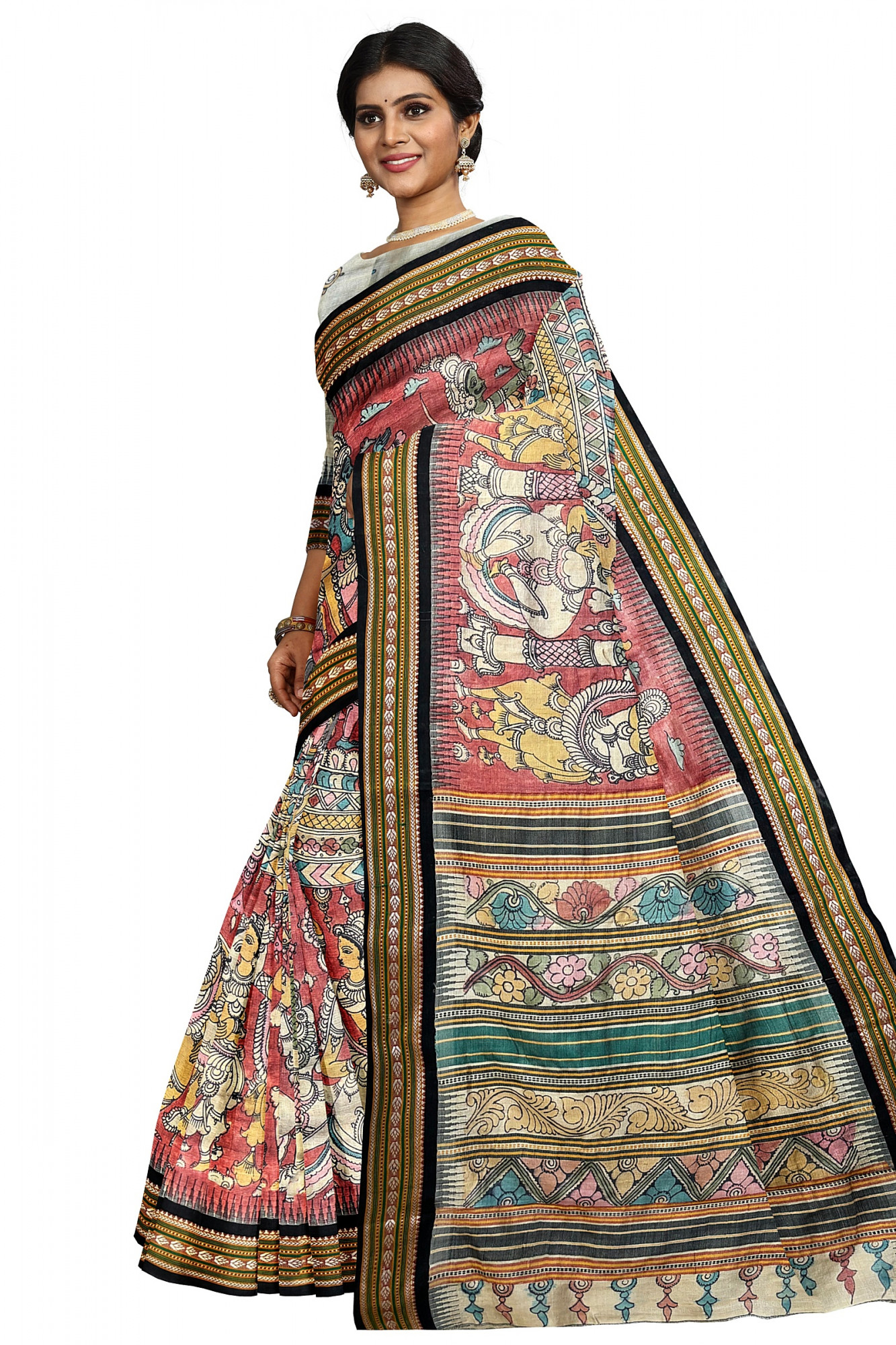 Pen Kalamkari Karvati Saree - Nirgunas Exclusive Creation