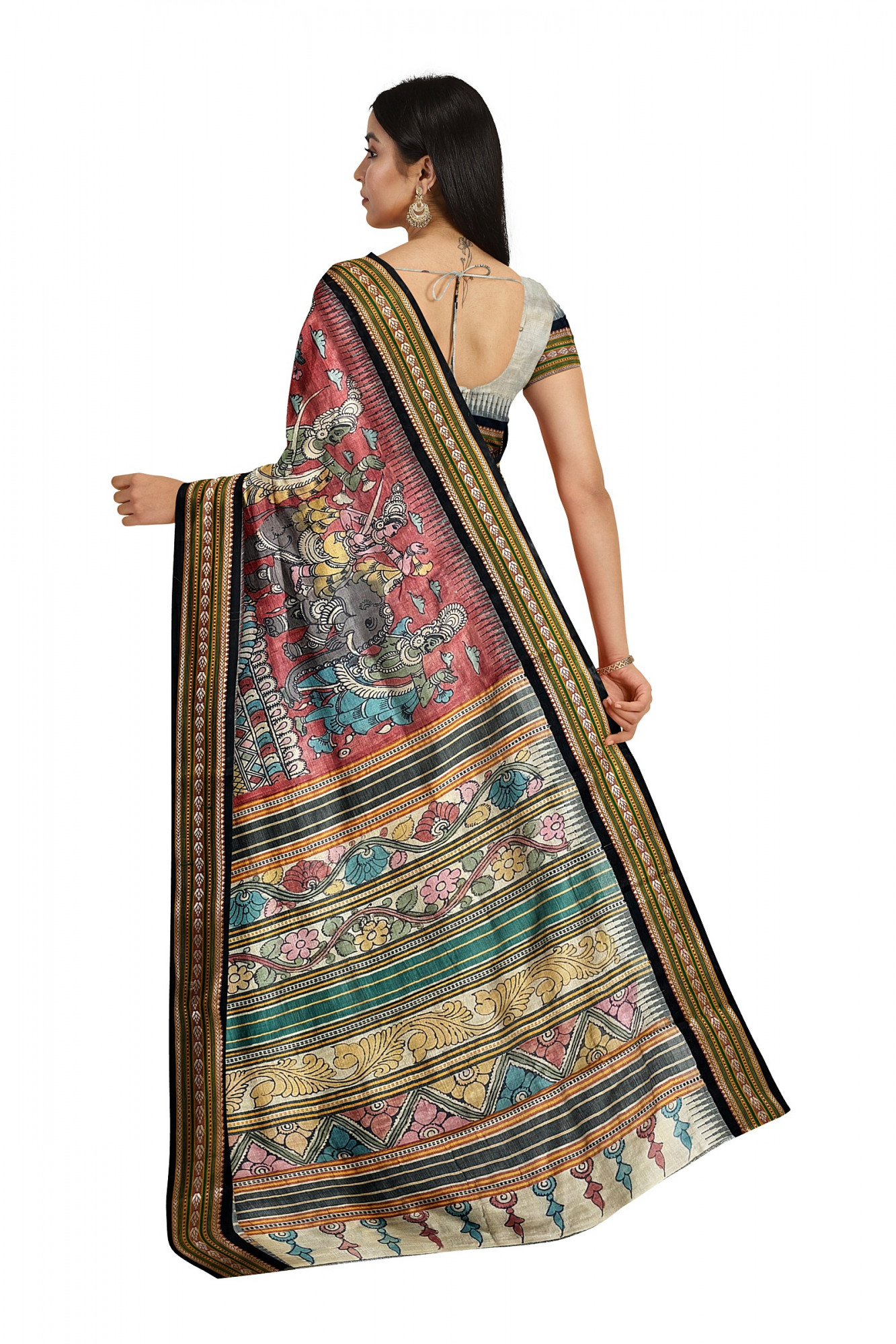 Pen Kalamkari Karvati Saree - Nirgunas Exclusive Creation