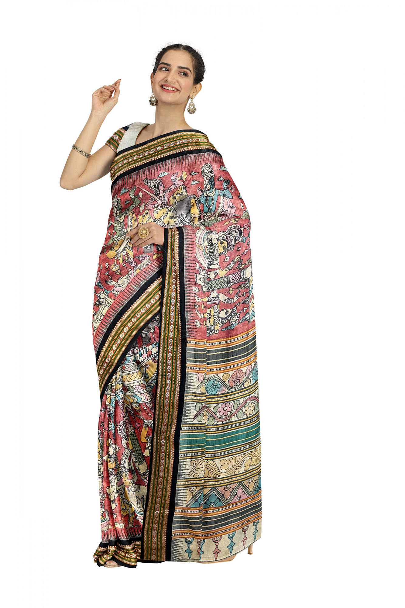 Pen Kalamkari Karvati Saree - Nirgunas Exclusive Creation
