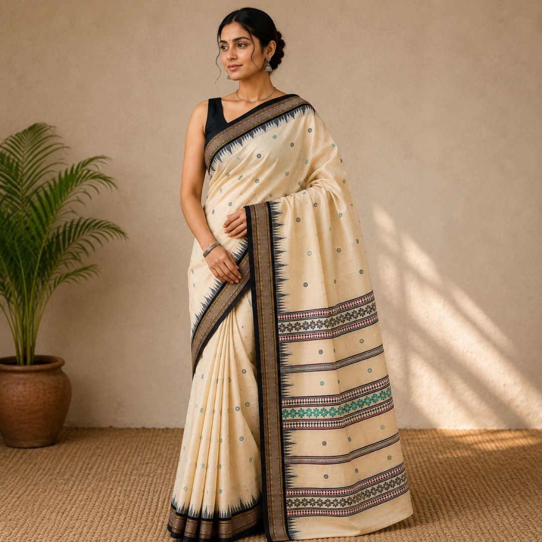 Vidarbha Karvati Kinnar Jala Pallu Tussar Silk Saree