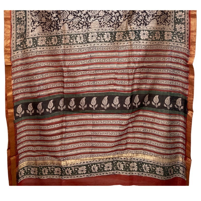 Maheshwari Chanderi Dabu Cotton Saree