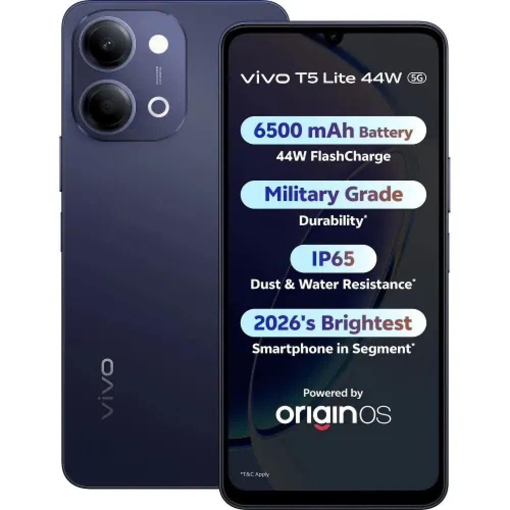 Image of vivo T5 Lite 5G (6GB RAM, 128GB Storage) | MediaTek Dimensity 6300 5G | 6500mAh Battery | 50MP AI Dual Camera | Twilight Shadow
