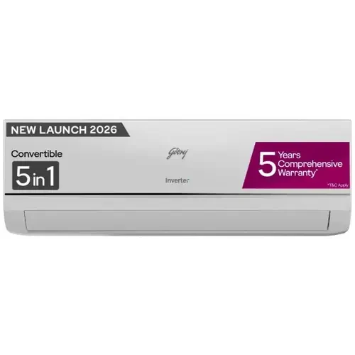 Godrej 1 Ton 3 Star Inverter Split AC 100 Copper Condenser 5 in 1 Convertible i-Sense Technology Silent Operation 5 Years Warranty