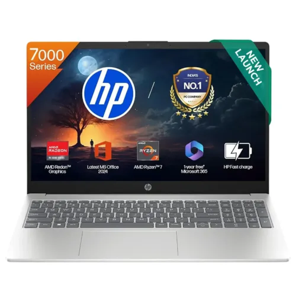 Image of HP Laptop (AMD Ryzen 7/ 16GB RAM/ 512GB SSD/ 15.6 Inch (39.62 cm) FHD Display/ AMD Radeon Graphics/ Windows 11/ MS-Office) 15-fc0837AU
