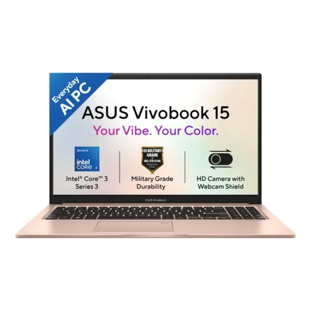 Image of Asus Vivobook 15 AI Laptop (Intel Core 3/ 8GB RAM/ 512GB SSD/ 15.6 Inch (39.62 cm) FHD Display/ Intel Graphics/ Windows 11/ MS-Office)