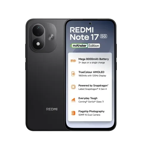 Redmi Note 17 5G 8GB RAM 128GB Storage  Snapdragon 4 Gen 4  8000mAh Battery  50MP AI Camera  Dark Night