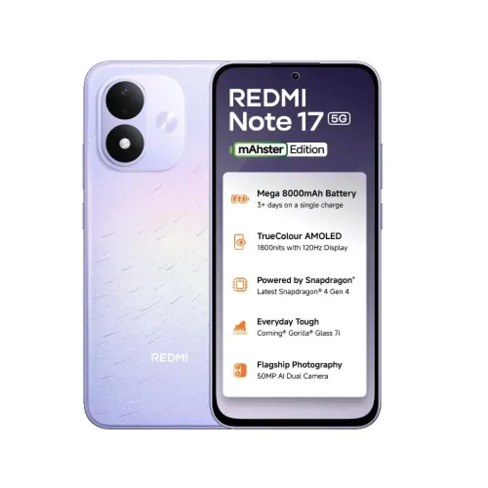 Image of Redmi Note 17 5G (8GB RAM, 128GB Storage) | Snapdragon 4 Gen 4 | 8000mAh Battery | 50MP AI Camera | Starlight Purple