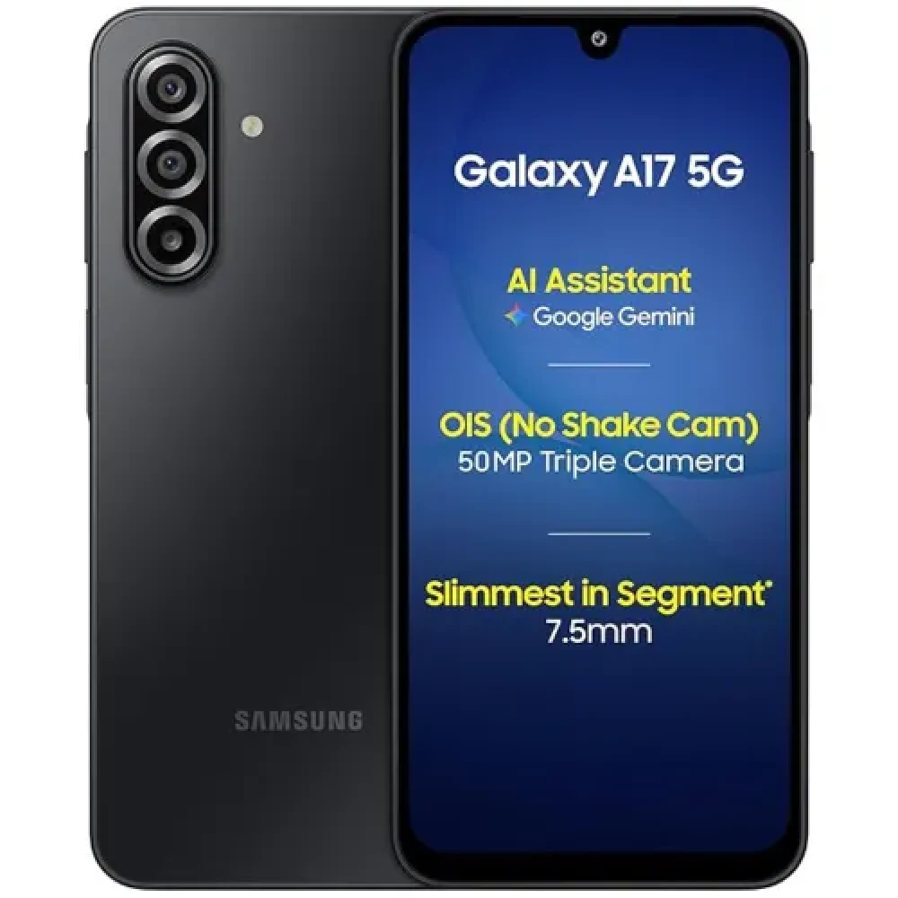 Image of Samsung Galaxy A17 5G (8+256GB) 6.7 inch Super AMOLED Display | 50MP Triple Camera | 5000mAh Battery | Exynos 1330 Processor | IP54 Water-Dust Resistance | Android 15 One UI 7.0 | 2026 Model | Black