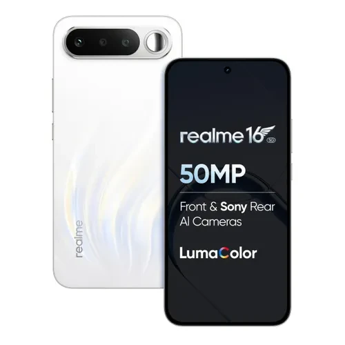 realme 16 5G 8GB RAM 256GB Storage Dimensity 6400 Turbo 7000mAh Battery 50MP Camera Air White