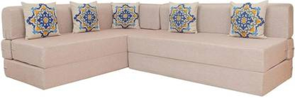 Image of Apkainterior L Shaped 5 Seater Double Foam Fold Out Sofa Cum Bed 