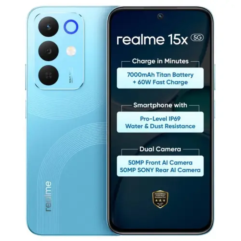 Image of realme 15x 5G (8GB RAM, 128GB Storage) | Aqua Blue