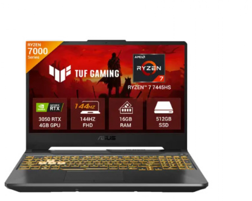 Image of ASUS TUF A15 Gaming Laptop (AMD Ryzen 7/ 16GB RAM/ 512GB SSD/ 15.6 Inch (39.62 cm) FHD Display/ 4GB-NVIDIA GeForce RTX 3050 Graphics/ Windows 11/ MS-Office) FA506NCG-HN200WS