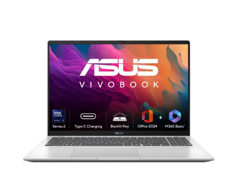ASUS Vivobook 16 AI Laptop 2025 Intel Core Ultra 5 16GB RAM 512GB SSD 16 Inch 4064 cm WUXGA Display Intel Graphics Backlit Keyboard Win 11 MS-Office X1607CA-MB142WS