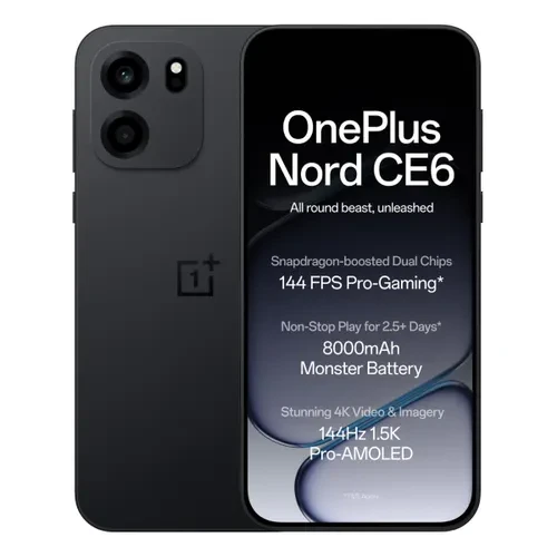 OnePlus Nord CE6 5G 8GB RAM 128GB Storage  Snapdragon 7s Gen 4  8000mAh Battery  50MP Camera  Pitch Black