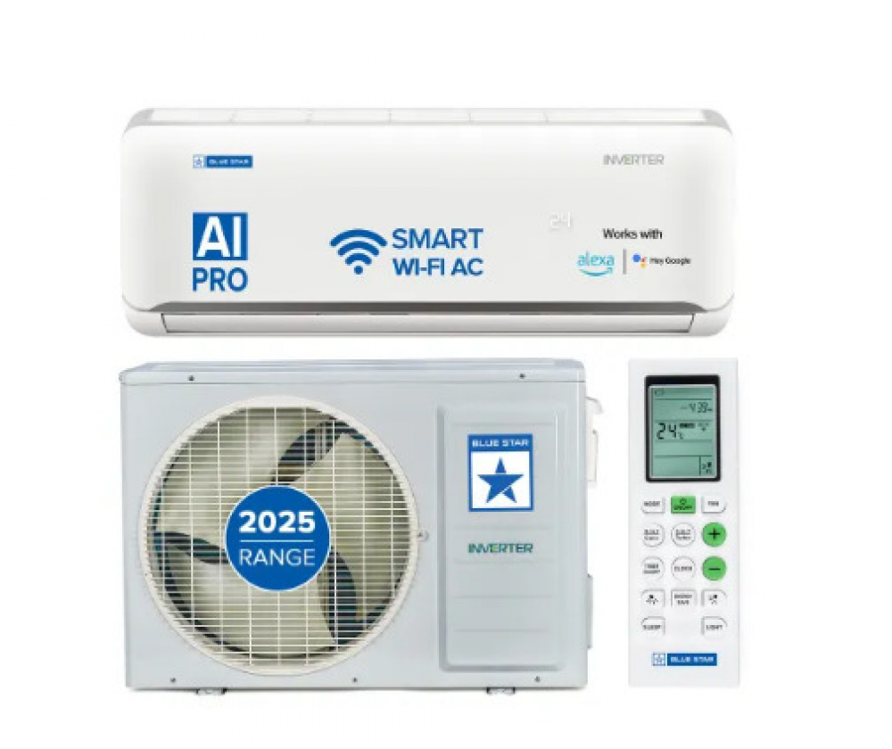 Image of Bluestar 1.5 Ton 3 Star Inverter Smart Wi-Fi Split AC | Voice Command Technology | 5-in-1 Convertible Cooling | 4 Way Swing (IC318NNUS, White) 2025 Model