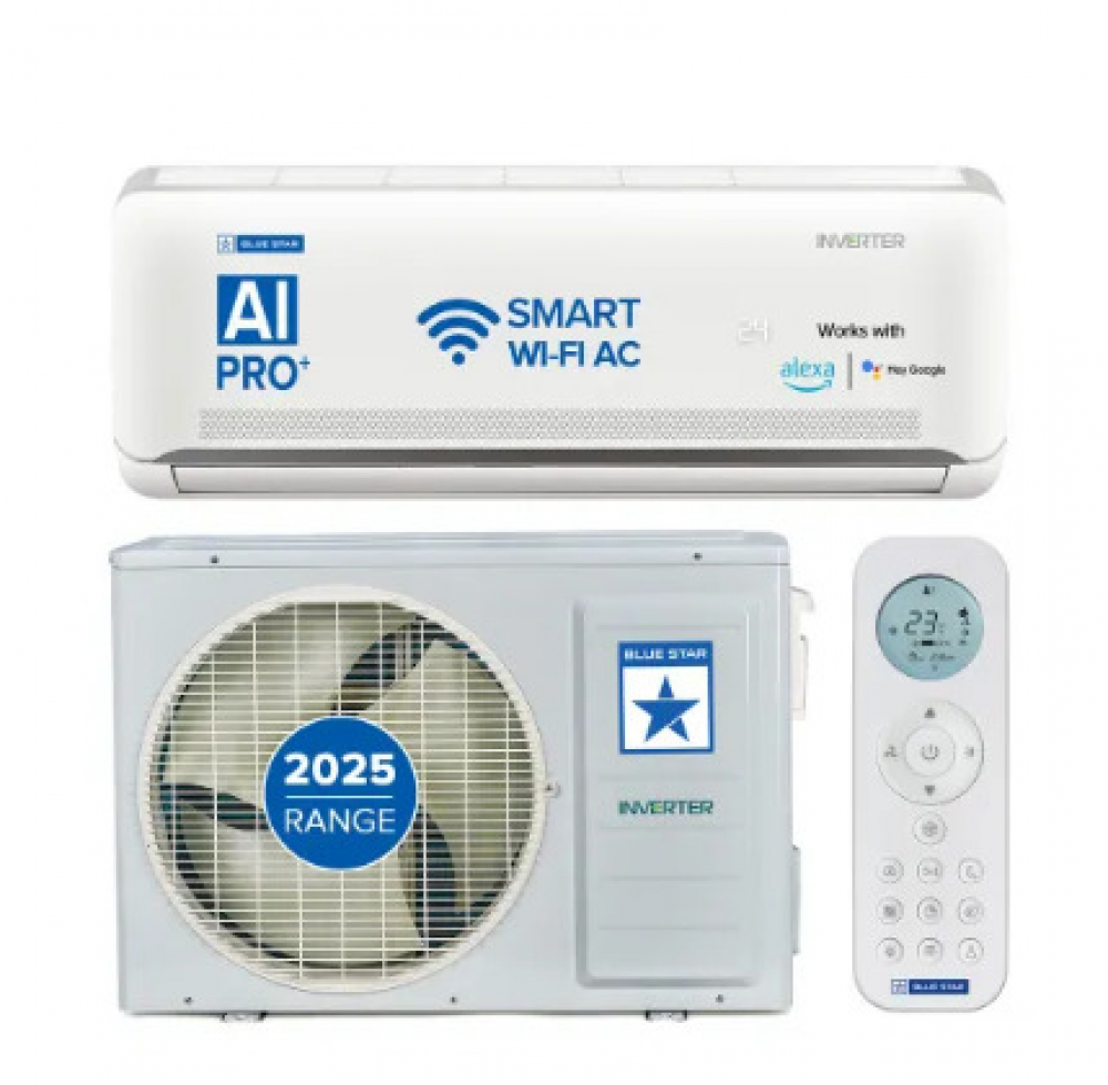 Image of Bluestar 1.5 Ton 5 Star Inverter Split AC | 4-Way Swing | HEPA &amp; Anti-Microbial Filter | Defrost &amp; Self Clean Technology (ID518NNURS, White) 2025 Model