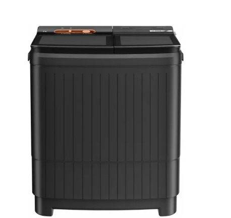 Bosch 8 Kg Semi Automatic Top Load Washing Machine with Soft Closing Lid Wide Scrub Zone 1300 RPM Spin Speed WJG803T0IN Black-Orange