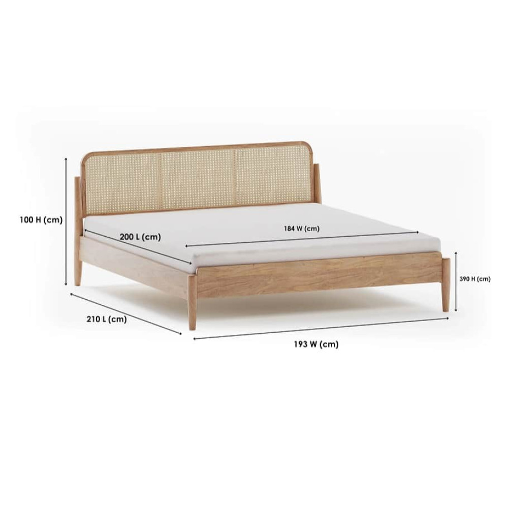 Image of Cane King Size Bed Without Storage
